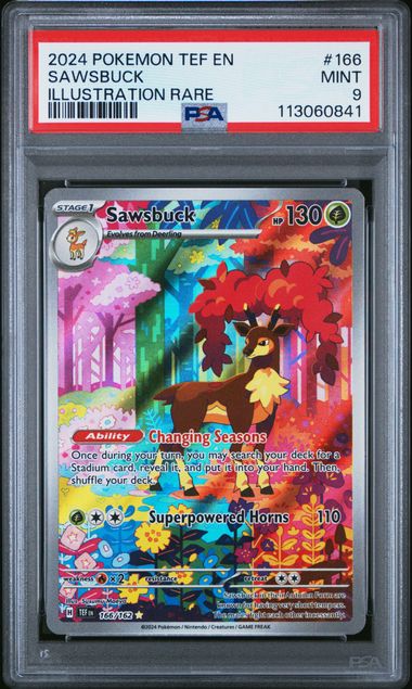 2024 TEF EN-TEMPORAL FORCES #166 SAWSBUCK ILLUSTRATION RARE - PSA 9