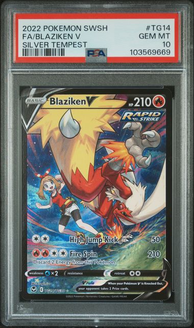 2022 SWORD & SHIELD SILVER TEMPEST #TG14 FA/BLAZIKEN V SILVER TEMPEST - PSA 10