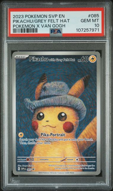 2023 SVP EN-SV BLACK STAR PROMO #085 PIKACHU/GREY FELT HAT POKEMON X VAN GOGH - PSA 10