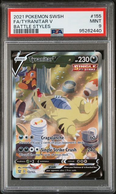 2021 SWORD & SHIELD BATTLE STYLES #155 FA/TYRANITAR V BATTLE STYLES - PSA 10