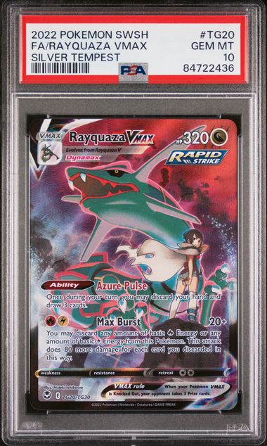 2022 SWORD & SHIELD SILVER TEMPEST #TG20 FA/RAYQUAZA VMAX SILVER TEMPEST - PSA 10