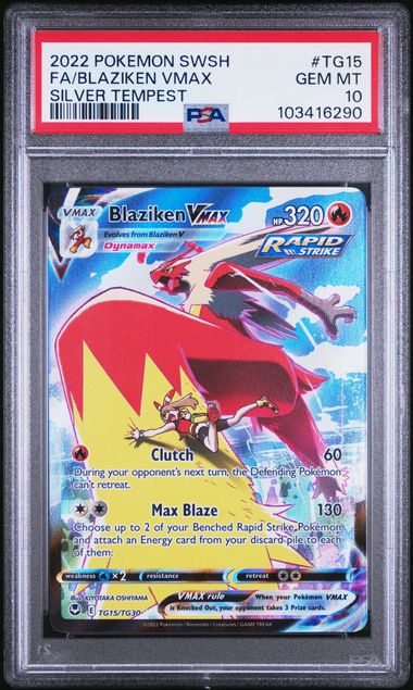 2022 SWORD & SHIELD SILVER TEMPEST #TG15 FA/BLAZIKEN VMAX SILVER TEMPEST - PSA 10