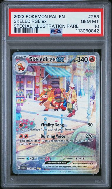 2023 PAL EN-PALDEA EVOLVED #258 SKELEDIRGE ex SPECIAL ILLUSTRATION RARE - PSA 10