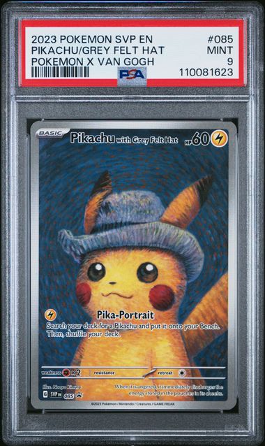 2023 SVP EN-SV BLACK STAR PROMO #085 PIKACHU/GRIJZE VILT HOED POKEMON X VAN GOGH - PSA 9